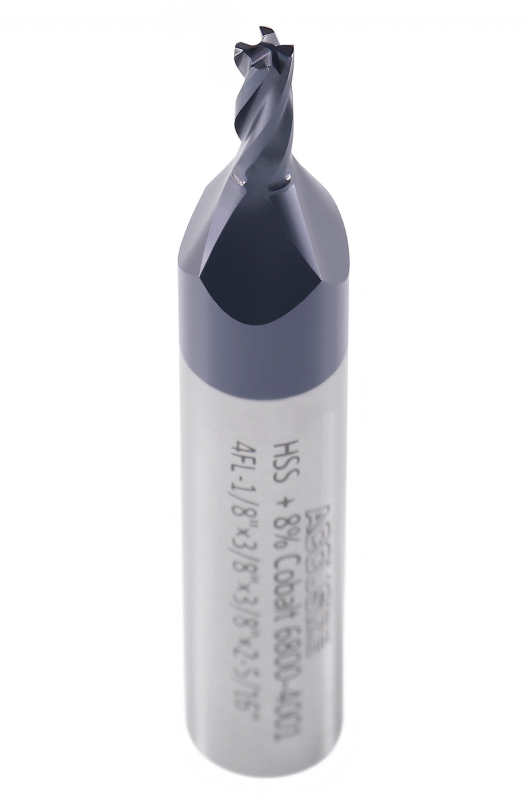1/8'' Dia x 3/8'' Shank M42 (8% Cobalt) Tiain Finishing End Mill, CNC, Center Cutting, 6800-4001