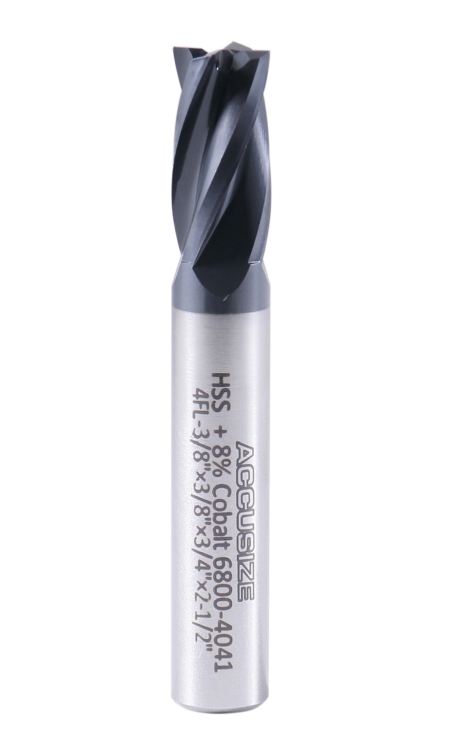 3/8 by 3/8 by 3/4 by 2-1/2'' M42 8% Cobalt Tialn Finishing End Mill, C.N.C, Centre Cutting, 6800-4041