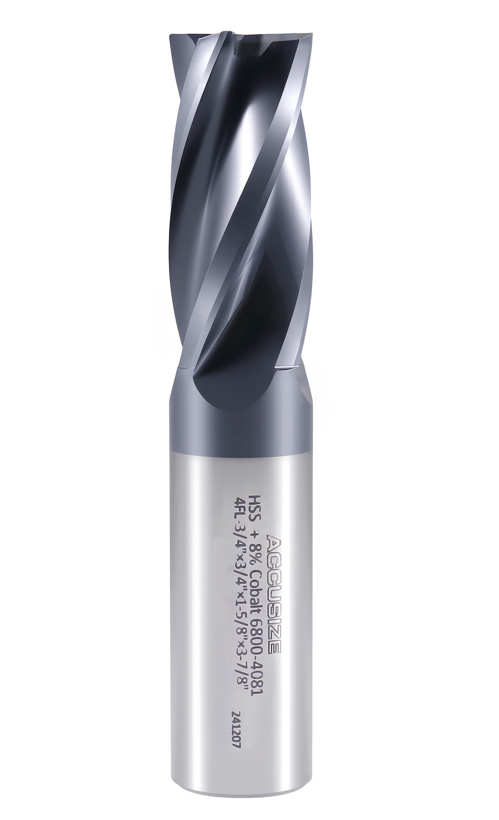 3/4'' by 3/4'' by 1-5/8'' by 3-7/8'' M42 (8% Cobalt) Tialn Finishing End Mill, C.N.C., Center Cutting, 6800-4081
