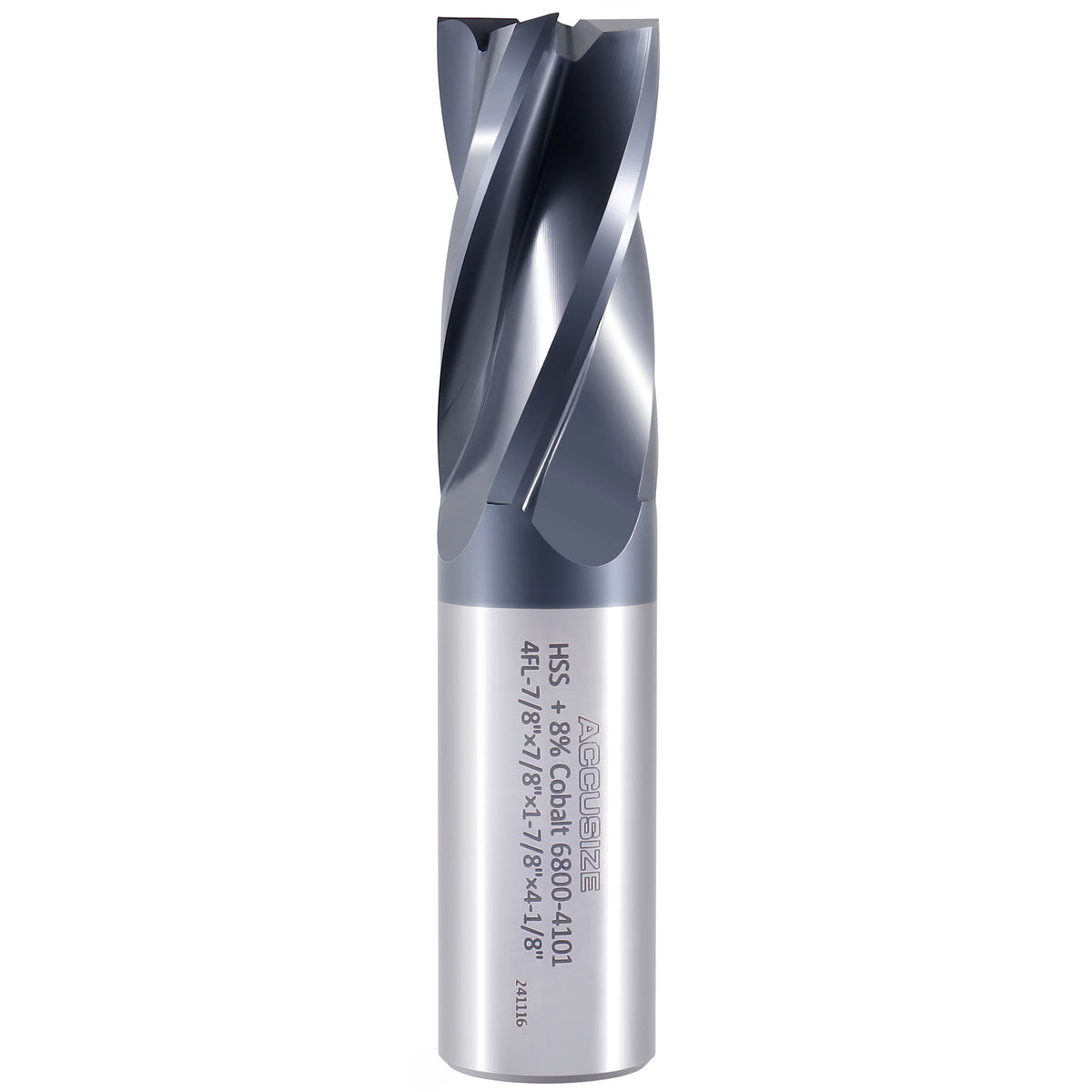 7/8'' by 7/8'' by 1-7/8'' by 4-1/8'' M42 (8% Cobalt) Tialn Finishing End Mill, C.N.C., Center Cutting, 6800-4101