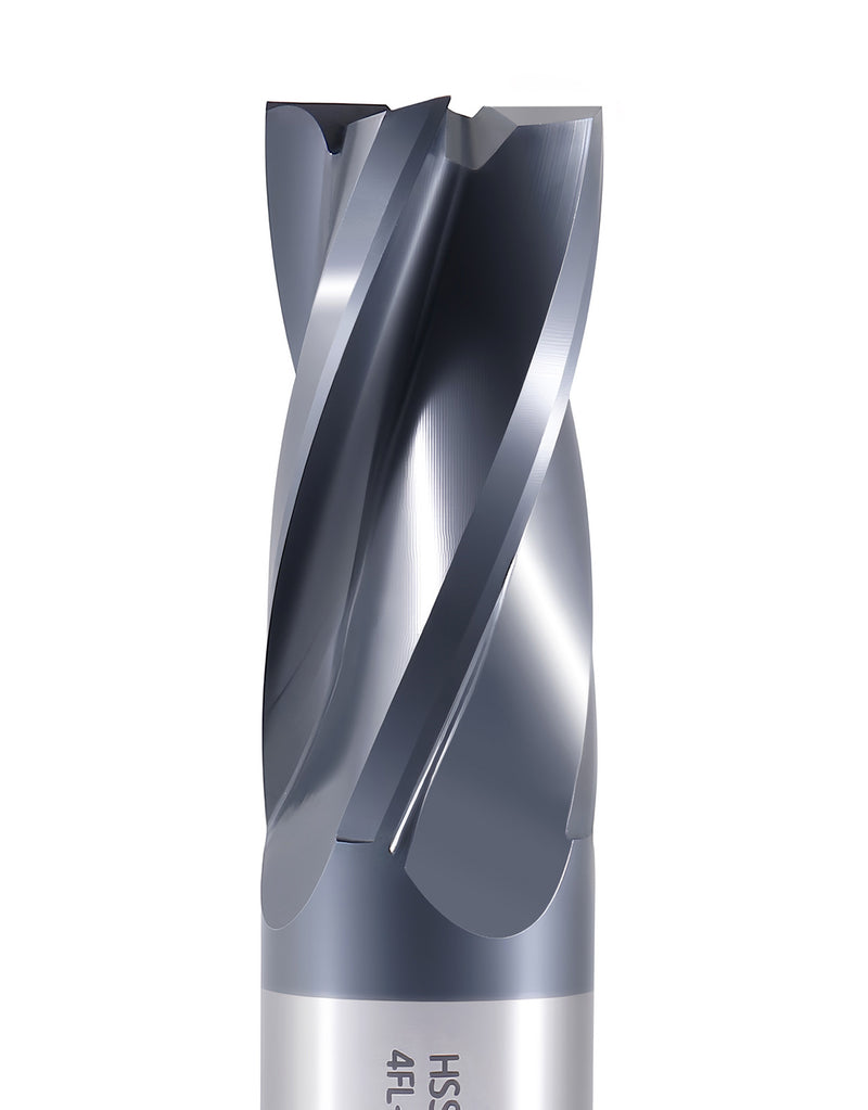 M42 (HSS+8% Cobalt) Finishing CNC End Mills, 4 Flute, TiAlN Coating