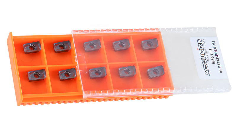Apmt1135pder-M2 Carbide Inserts for Machining Stainless Steel, Pvd Coating, Grade Bpg20b, 10 Pcs per Box, 6856-1135