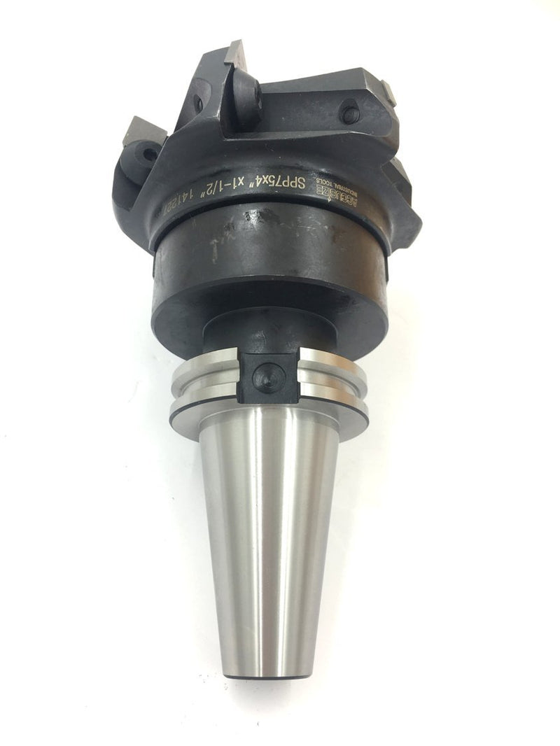 1-1/2'' Caterpillar V-Flange CAT40 Shell Mill Holder with a 4'' 75-deg Indexable Face Mill
