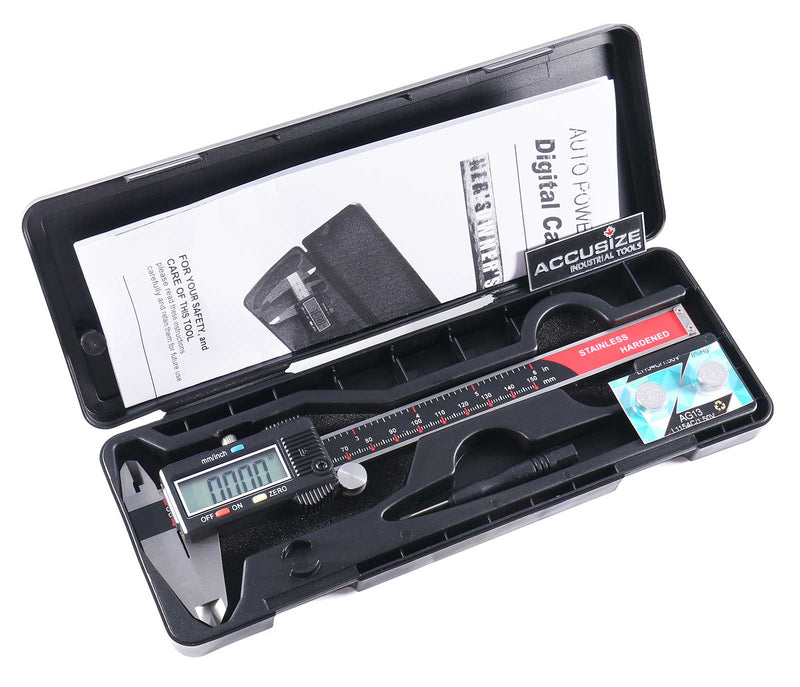 0-6'' Range by 0.001'' Resolution 3-Key Electronic Digital Caliper with Extra Large LCD, Ab11-1106