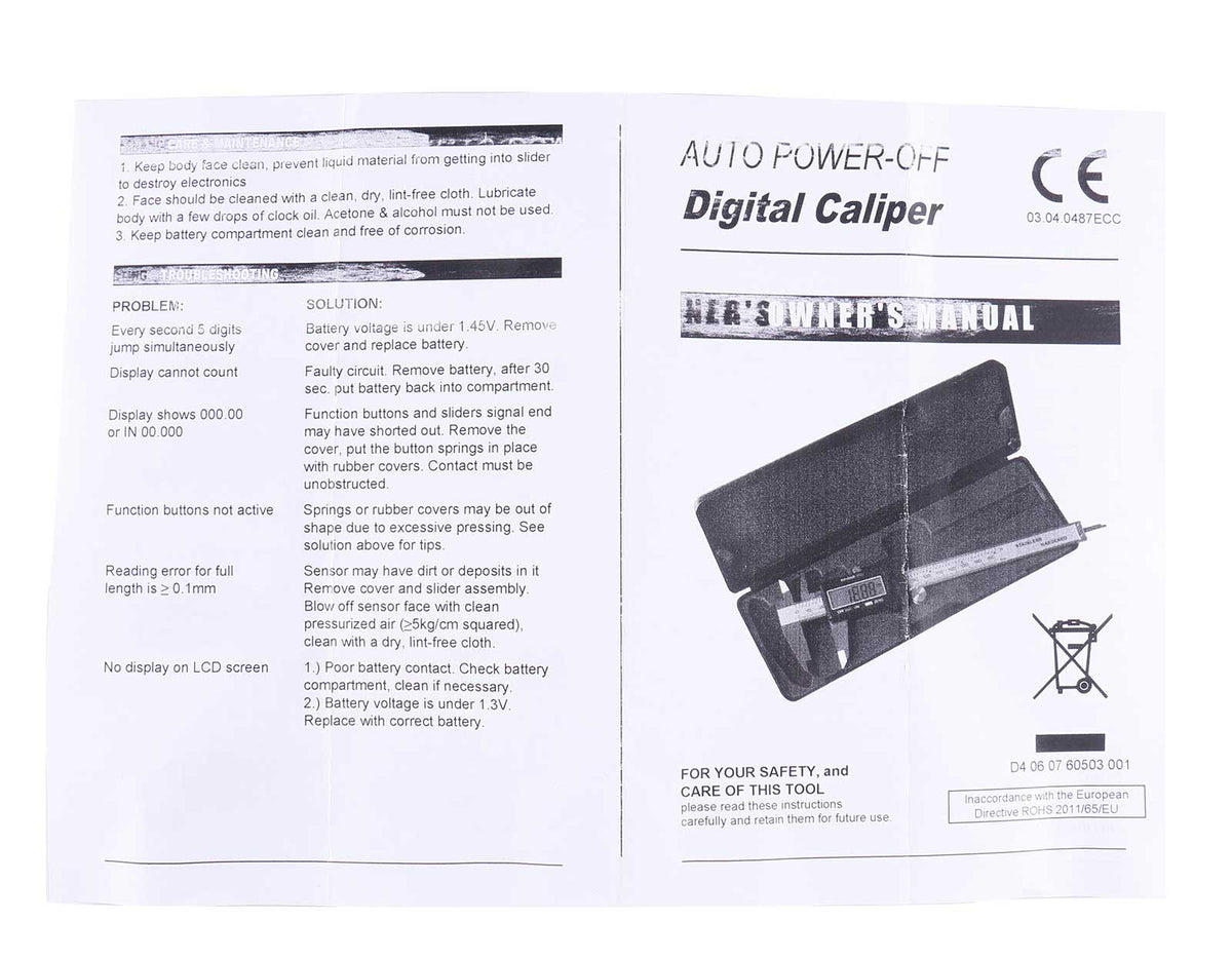 0-6'' Range by 0.001'' Resolution 3-Key Electronic Digital Caliper with Extra Large LCD, Ab11-1106