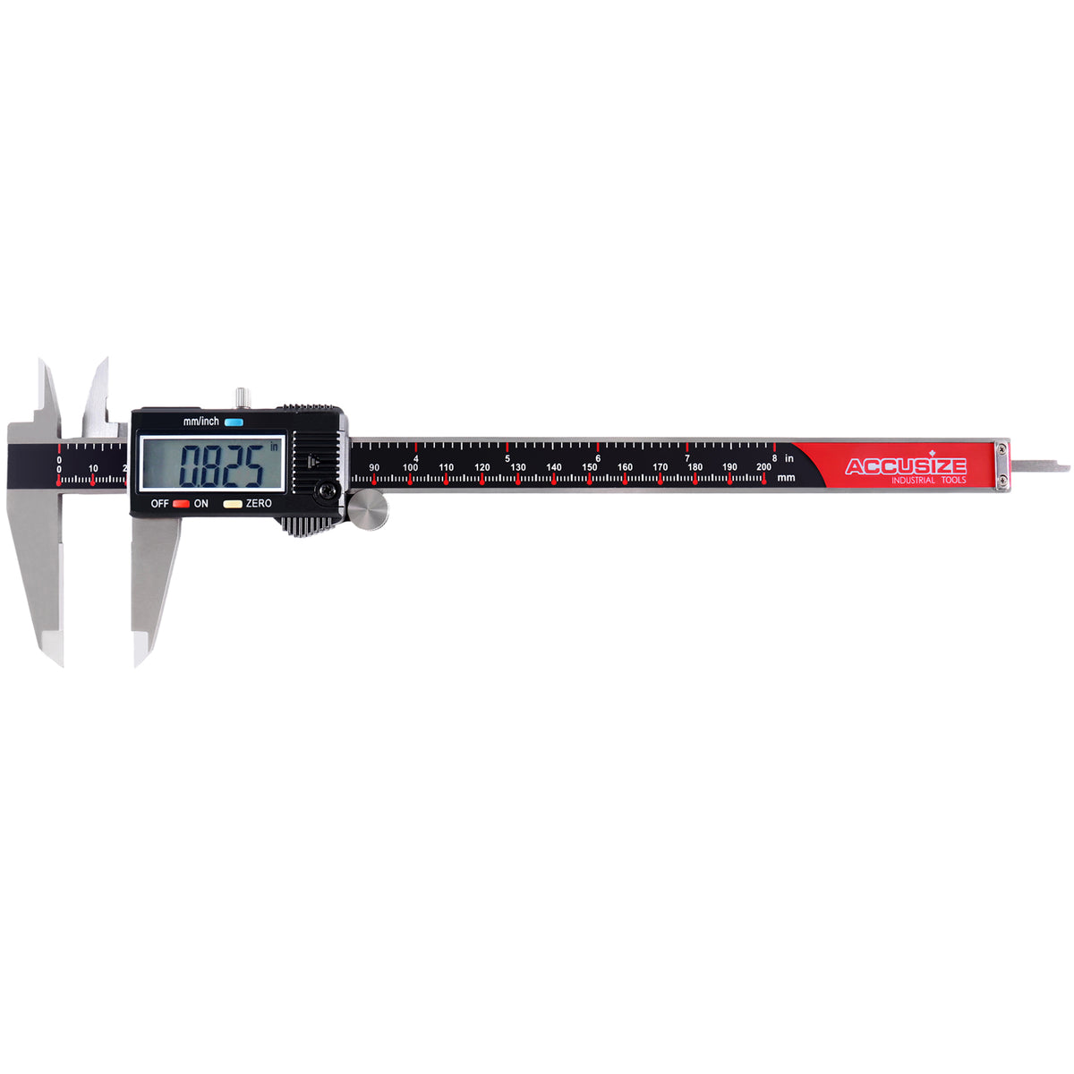 0-8''/0-200mm by 0.0005''/0.01mm 3-Key Digital Caliper with Extra Large LCD Metric/Imperial, Ab11-1108