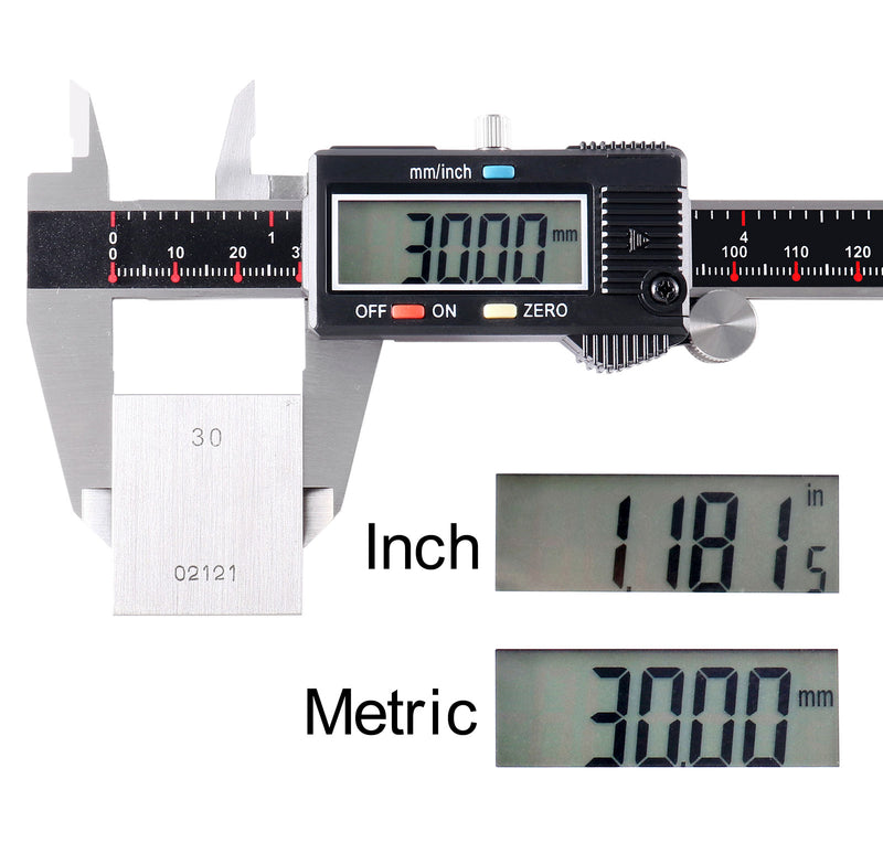 0-8''/0-200mm by 0.0005''/0.01mm 3-Key Digital Caliper with Extra Large LCD Metric/Imperial, Ab11-1108