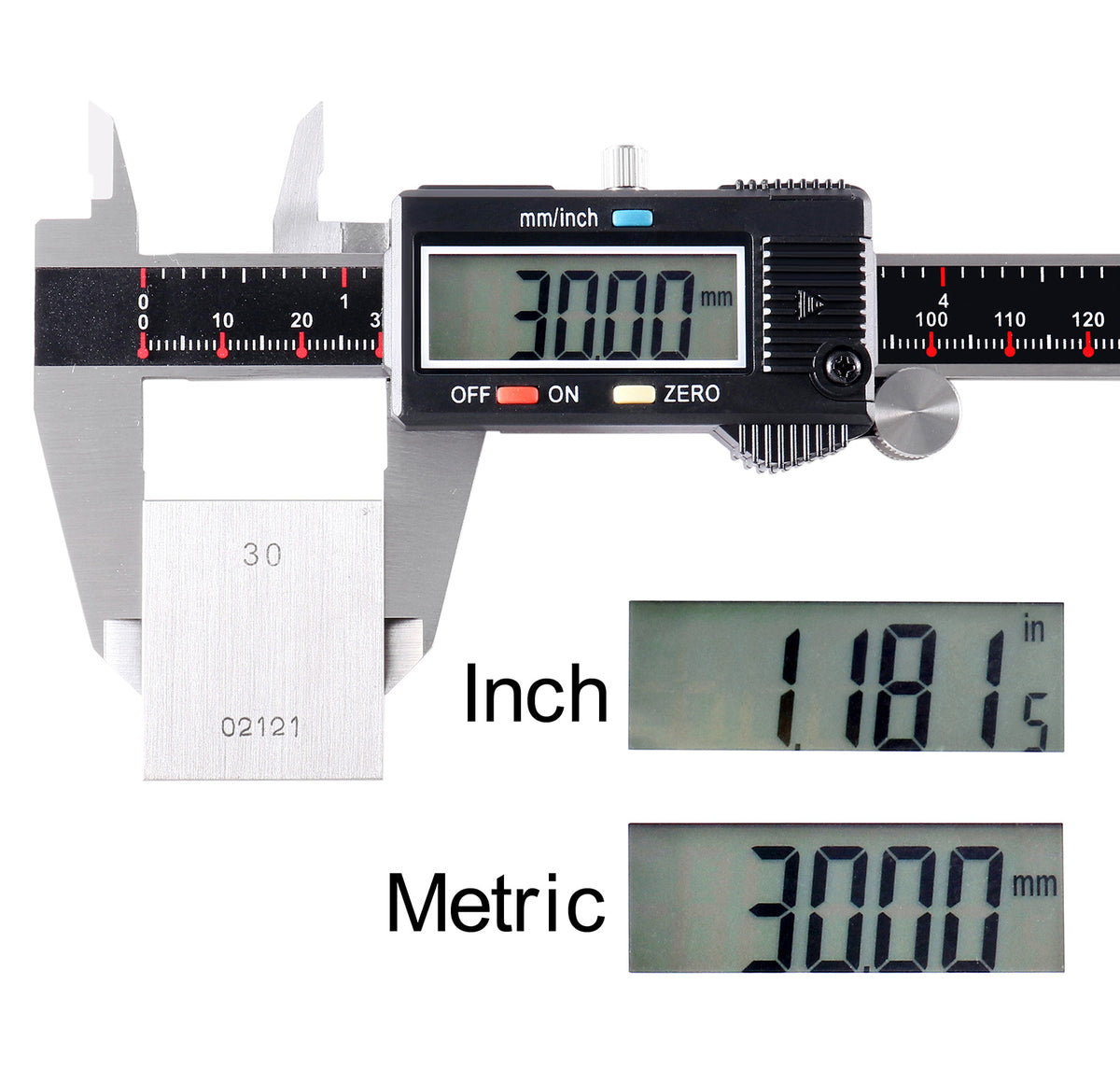 0-12'' Range by 0.001'' Resolution 3-Key Electronic Digital Caliper with Extra Large Lcd, Ab11-1112