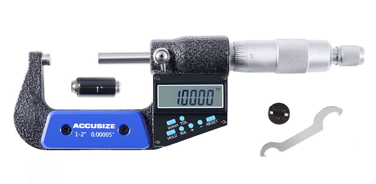 1-2''/25-50 mm by 0.00005''/0.001 mm 7-Key Electronic Digital Micrometer, Water Proof, Ac21-2022