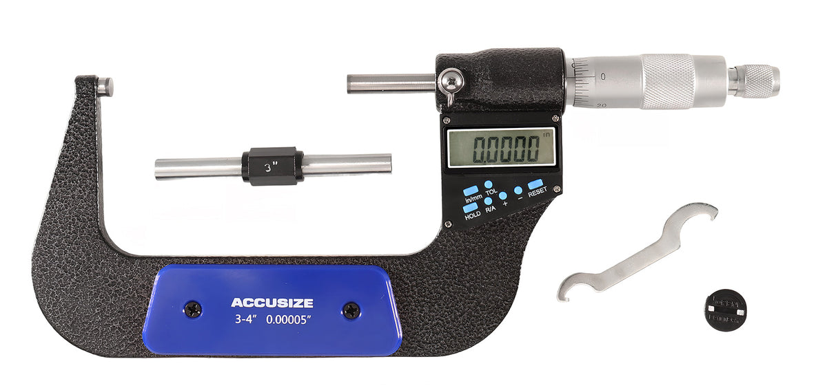 3-4''/75-100 mm 7 Keys Electronic Digital Outside Micrometers, 0.00005'' Or 0.001 mm Resolution, Ac21-4022