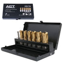 9/16" to 15/16", 7 pc TiN Coated H.S.S. Annular Cutter Set, 3/4'' Weldon Shank, 1'' Cutting, Plus a Pilot Pin, BC01-1000