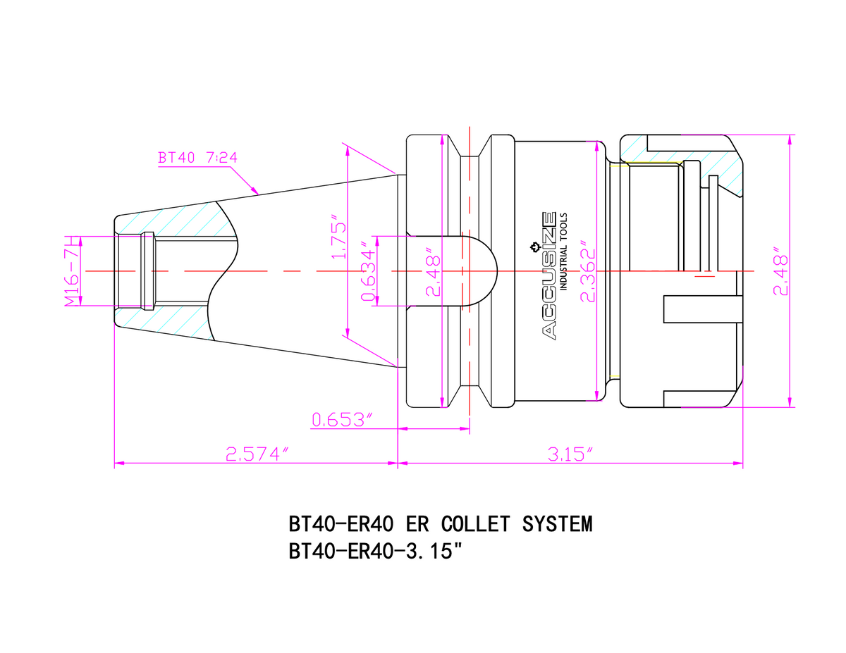 Systèmes de pince ER avec tiges CAT40 ou BT40