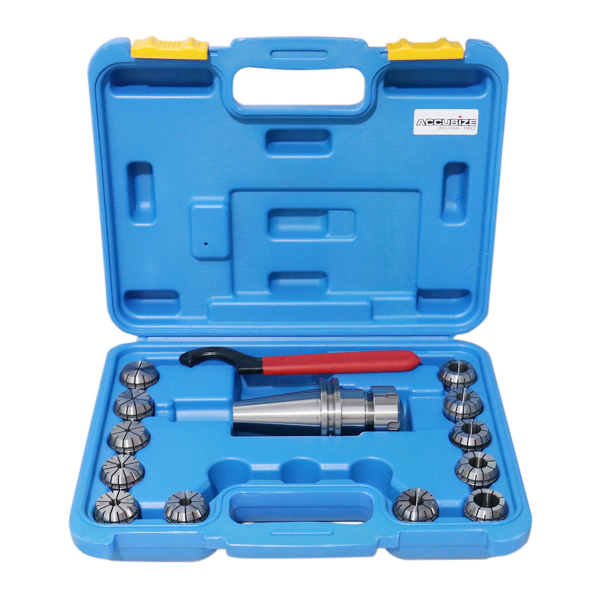 Cat40 Shank and 12 Pc Er32 Collet Set with Wrench in Fitted Strong Box, 3/32 to 1 inch, Ct40-Er32