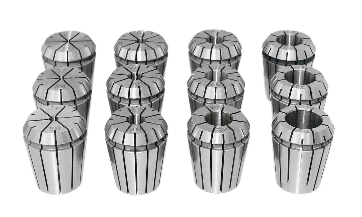 Cat40 Shank and 12 Pc Er32 Collet Set with Wrench in Fitted Strong Box, 3/32 to 1 inch, Ct40-Er32