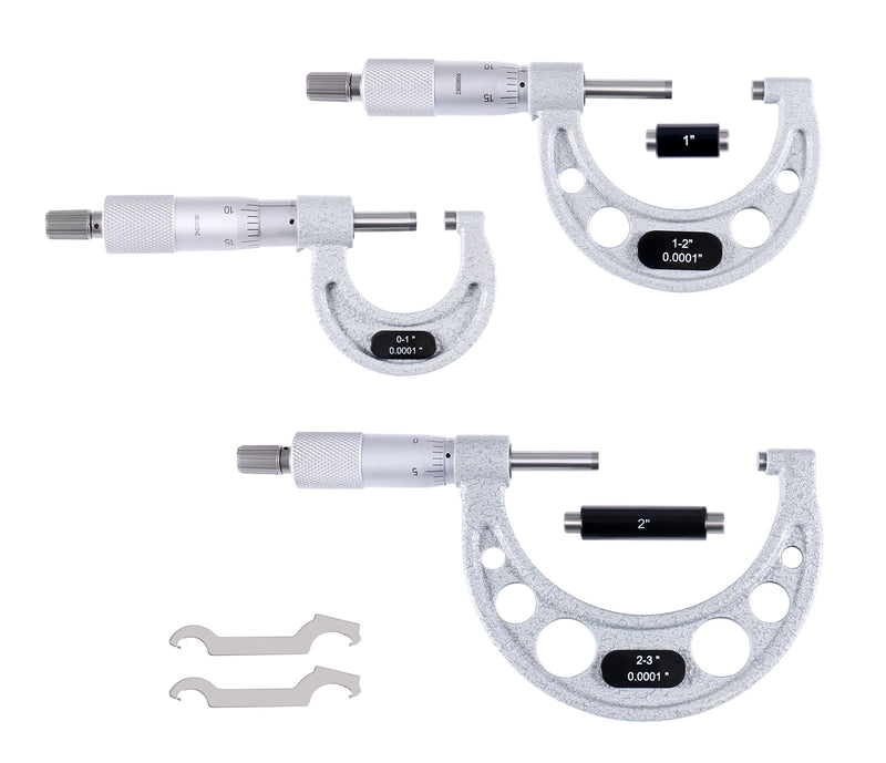 0-3 inch by 0.0001'' Ultra-Precision Outside Micrometers Carbide Tipped 3 Pc Set, Eg00-0903