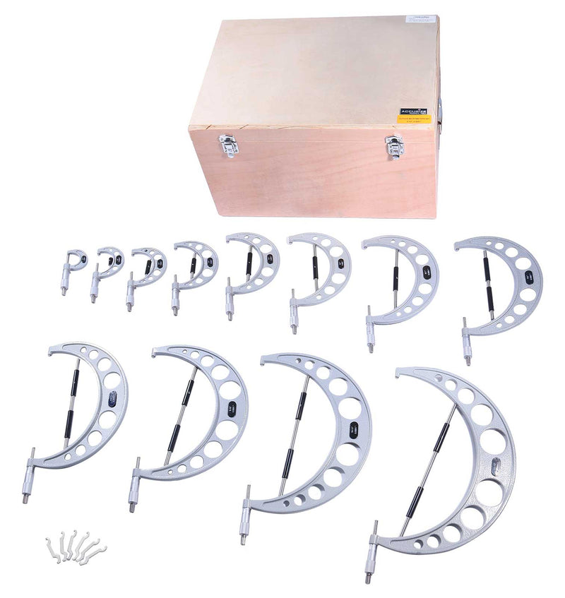 0-12'' by 0.0001'', 12 Pcs Ultra-Precision Outside Micrometers Set with Carbide Tips, Eg00-0912