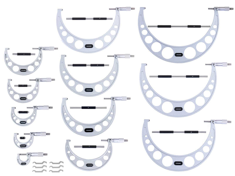 0-12'' by 0.0001'', 12 Pcs Ultra-Precision Outside Micrometers Set with Carbide Tips, Eg00-0912