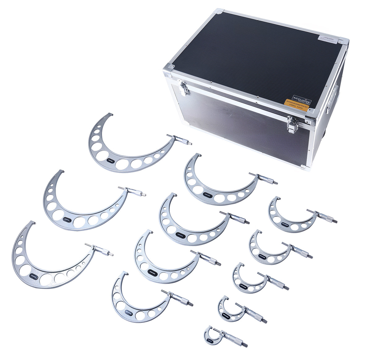 0-300 mm Metric 12 Pc Precision Outside Micrometer Set, Carbide Tipped, Eg00-1300