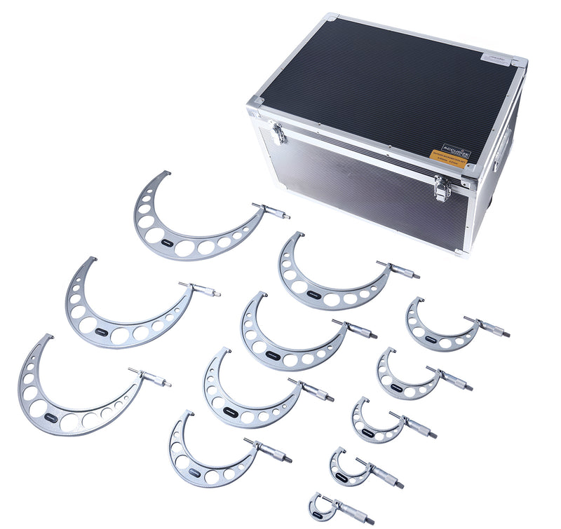 0-300 mm Metric 12 Pc Precision Outside Micrometer Set, Carbide Tipped, Eg00-1300