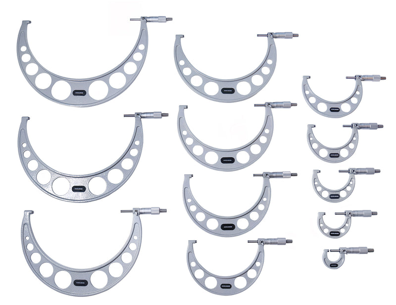 0-300 mm Metric 12 Pc Precision Outside Micrometer Set, Carbide Tipped, Eg00-1300