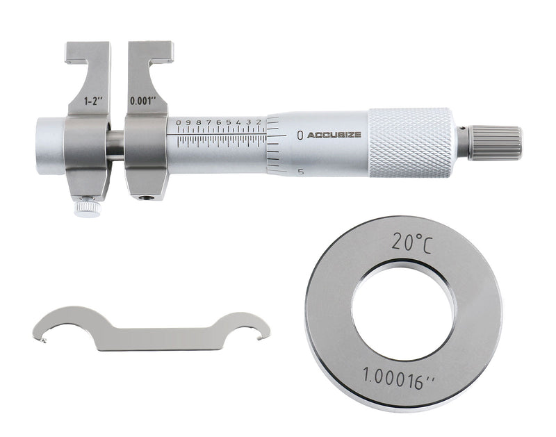 0.2-1.2'' by 0.001'' Inside Micrometer, Satin Chrome Finished, Eg00-3221