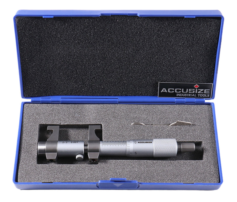 2-3'' by 0.001'' Inside Micrometer in Fitted Case, Satin Chrome Finished, Eg00-3223