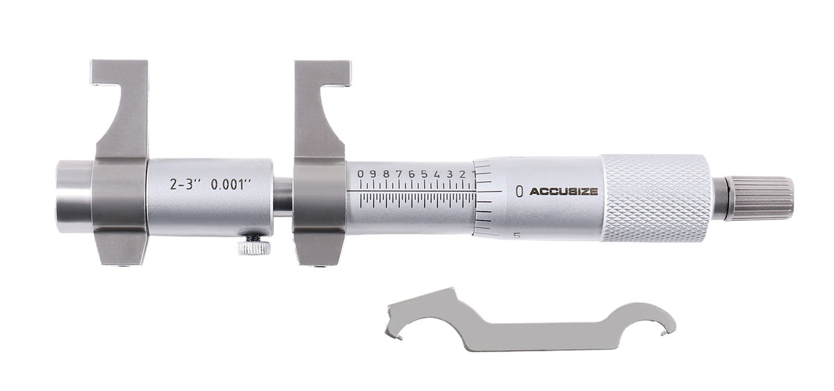 2-3'' by 0.001'' Inside Micrometer in Fitted Case, Satin Chrome Finished, Eg00-3223