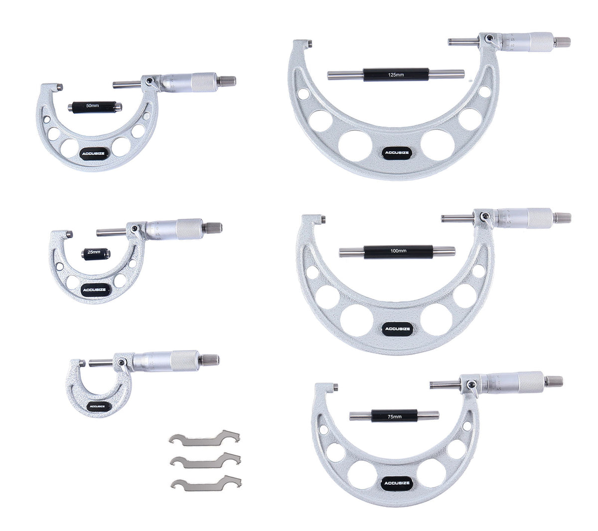 EG00-9150, 0 - 150 mm X 0,01 mm 6 pc/set, Ultra-Précision de Type M Ensembles de micromètres extérieurs