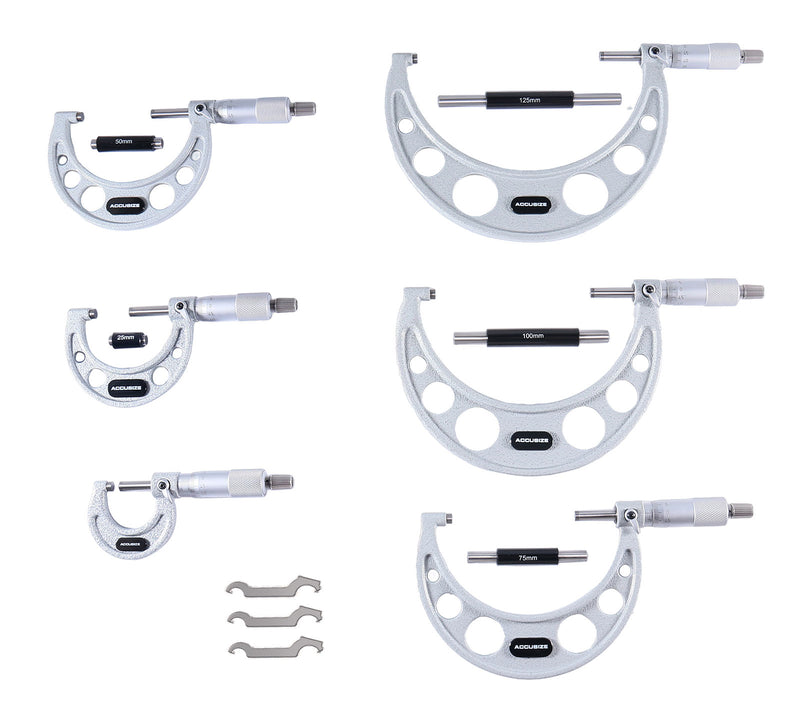 EG00-9150, 0 - 150 mm X 0.01 mm 6 pc/set, Ultra-Precision M-Type Outside Micrometer Sets