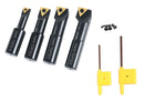 3/4" 4pc Indexable Stubby Length Boring Bar Set, w/Carbide TiN Coated TCMT Inserts and Extra Screws, EJ99-2180