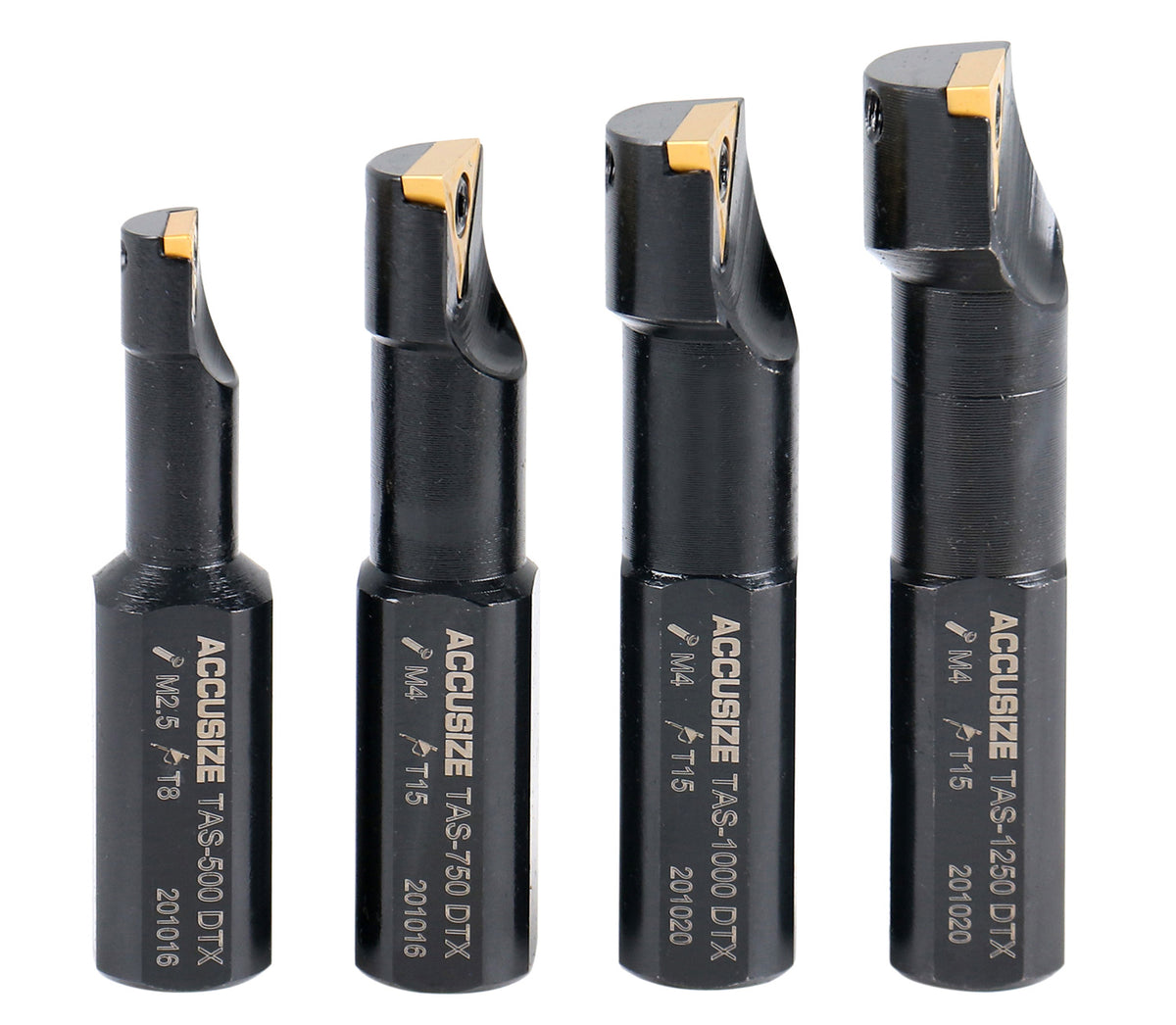 3/4" 4pc Indexable Stubby Length Boring Bar Set, w/Carbide TiN Coated TCMT Inserts and Extra Screws, EJ99-2180