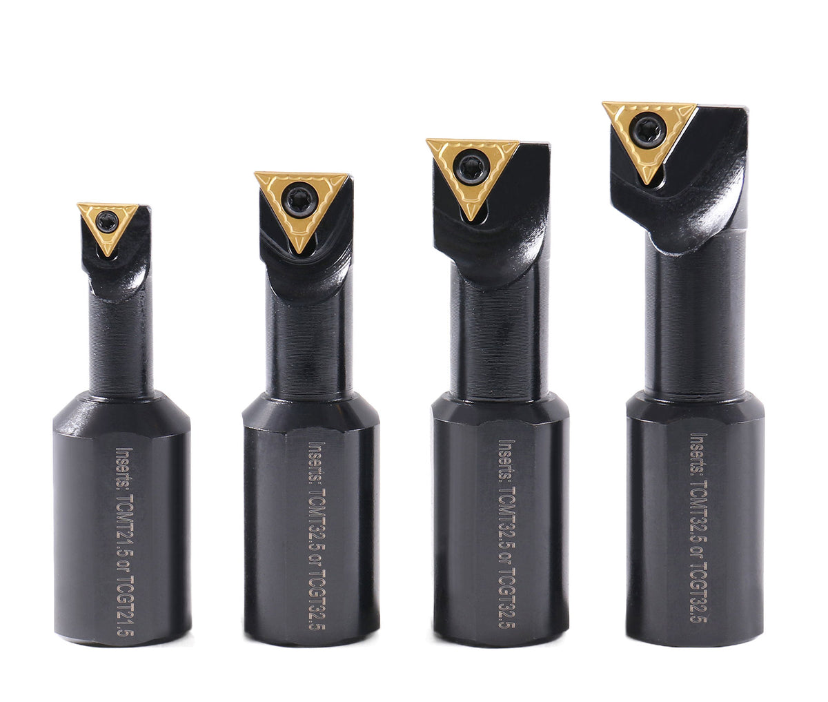1" 4pc Indexable Stubby Length Boring Bar Set, w/Carbide TiN Coated TCMT Inserts and Extra Screws, EJ99-2182