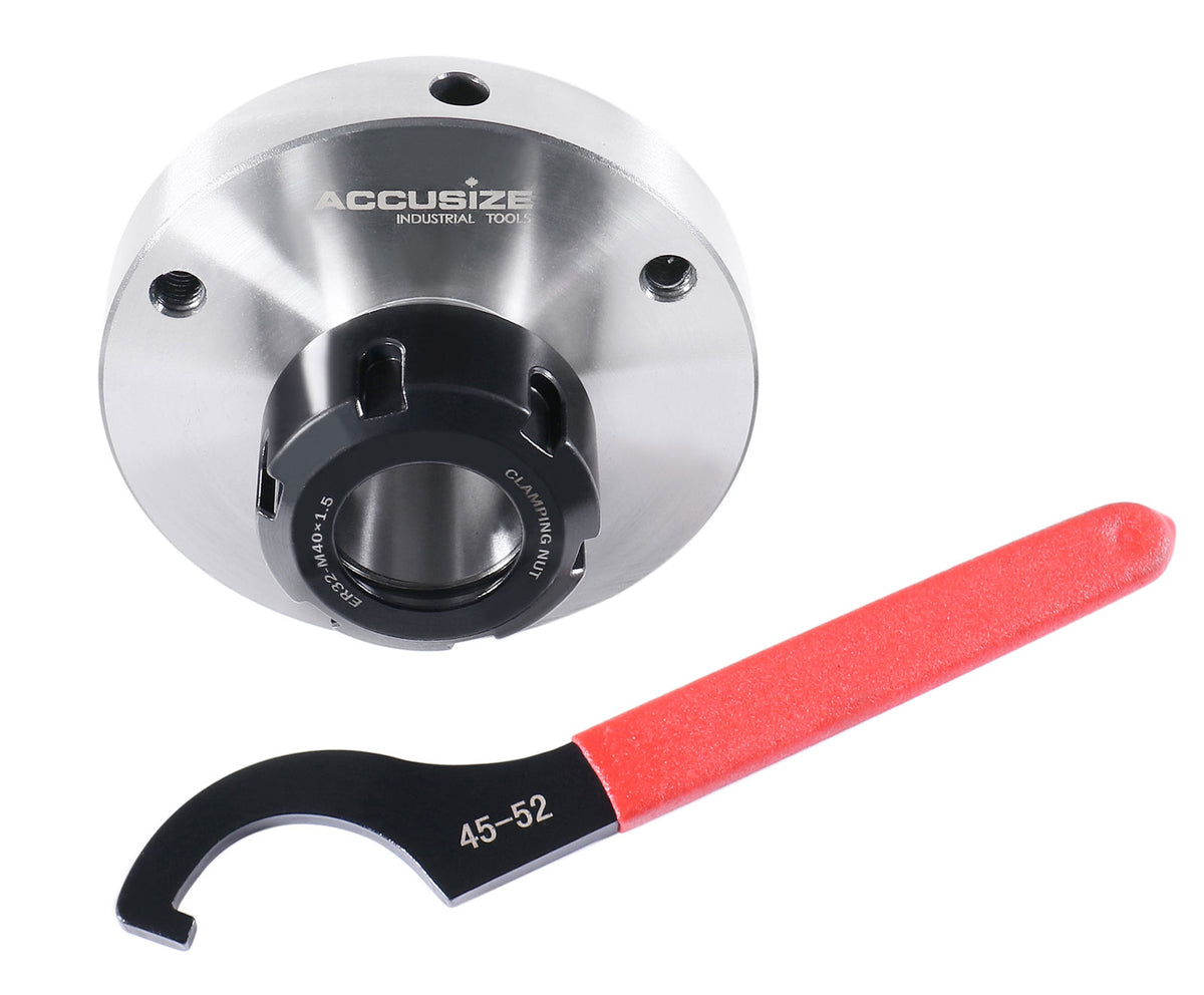 Er 32 Collet Chuck, 3.937" / 100mm Diameter Baseplate, 0.0016" Concentricity Backplate, Base Code Ii, Er32-0100