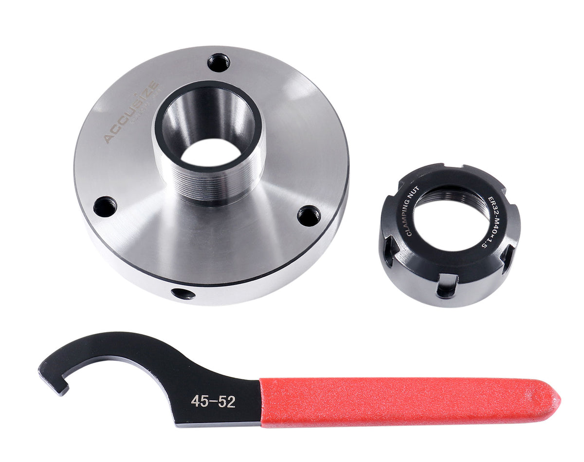 Er 32 Collet Chuck, 3.937" / 100mm Diameter Baseplate, 0.0016" Concentricity Backplate, Base Code Ii, Er32-0100
