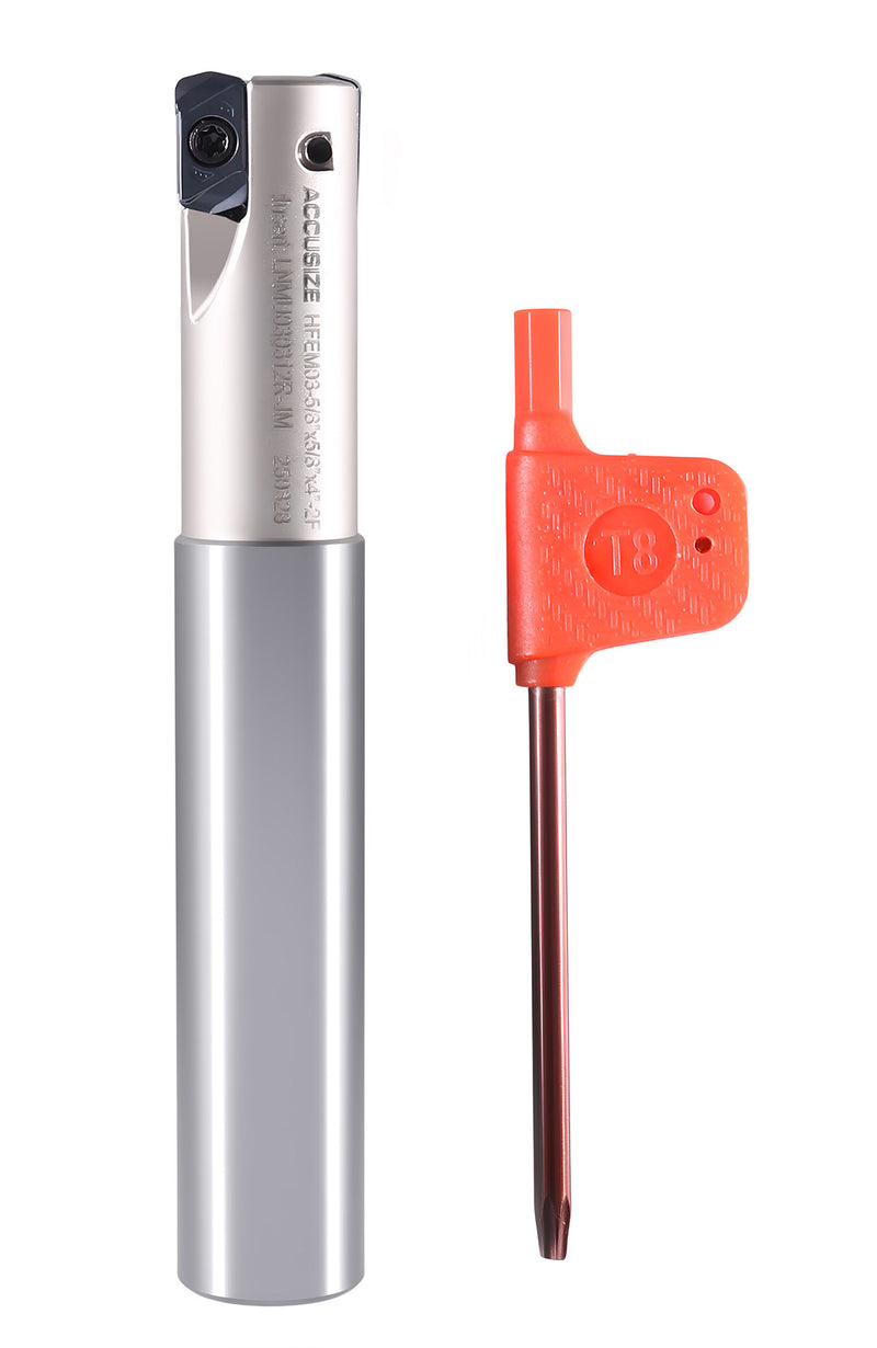 HFEM Indexable End Mills with Carbide, TiAlN Coated LNMU030312R Inserts,