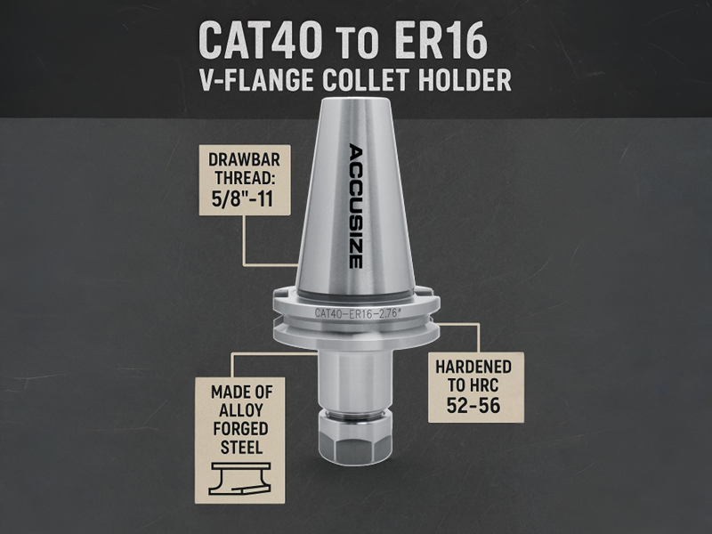 1/32" to 3/8" 10 Pc ER16 Collets + CAT40 Shank + Wrench in Fitted Strong Box, #CT40-ER16