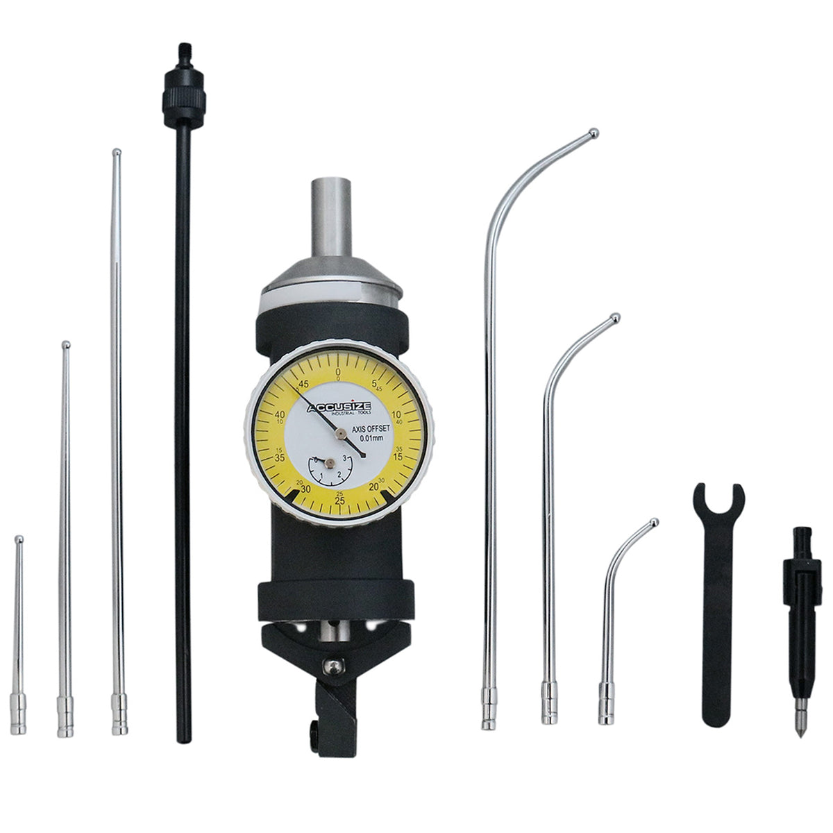 Accusize Co-Ax Indicator, Coaxial, 0-3 mm, Yellow Dial Face, JD21-0002