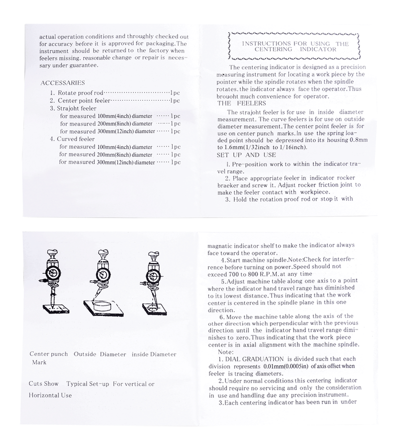 CO-Ax Indicators, White and Yellow Face, mm and inch