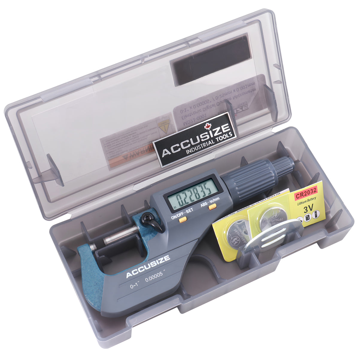 0-1''/0-25 mm by 0.00005''/0.001 mm 2 Key Electronic Digital Outside Micrometer, Metric/Imperial, Md71-0001