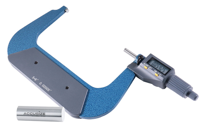 5-6''/125-150 mm by 0.00005''/0.001 mm 2 Keys Electronic Digital Outside Micrometer, Metric/Imperial, Md71-0006
