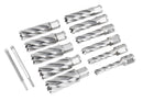 13 Pc 7/16'' to 1-1/16'' H.S.S. Annular Cutters, 2'' Cutting Depth, 3/4'' Weldon Shank, with 2 Pilot Pins, Strong Case, N2