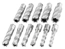 13 Pc 7/16'' to 1-1/16'' H.S.S. Annular Cutters, 2'' Cutting Depth, 3/4'' Weldon Shank, with 2 Pilot Pins, Strong Case, N2