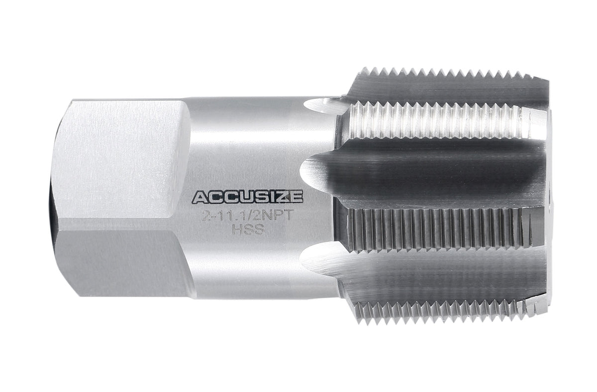 2'' to 11-1/2, 7 Flutes H.S.S. Taper Pipe Tap-Npt, 4-1/2'' Oal, 1-3/4'' Thread Length, American Standard, Npt-2