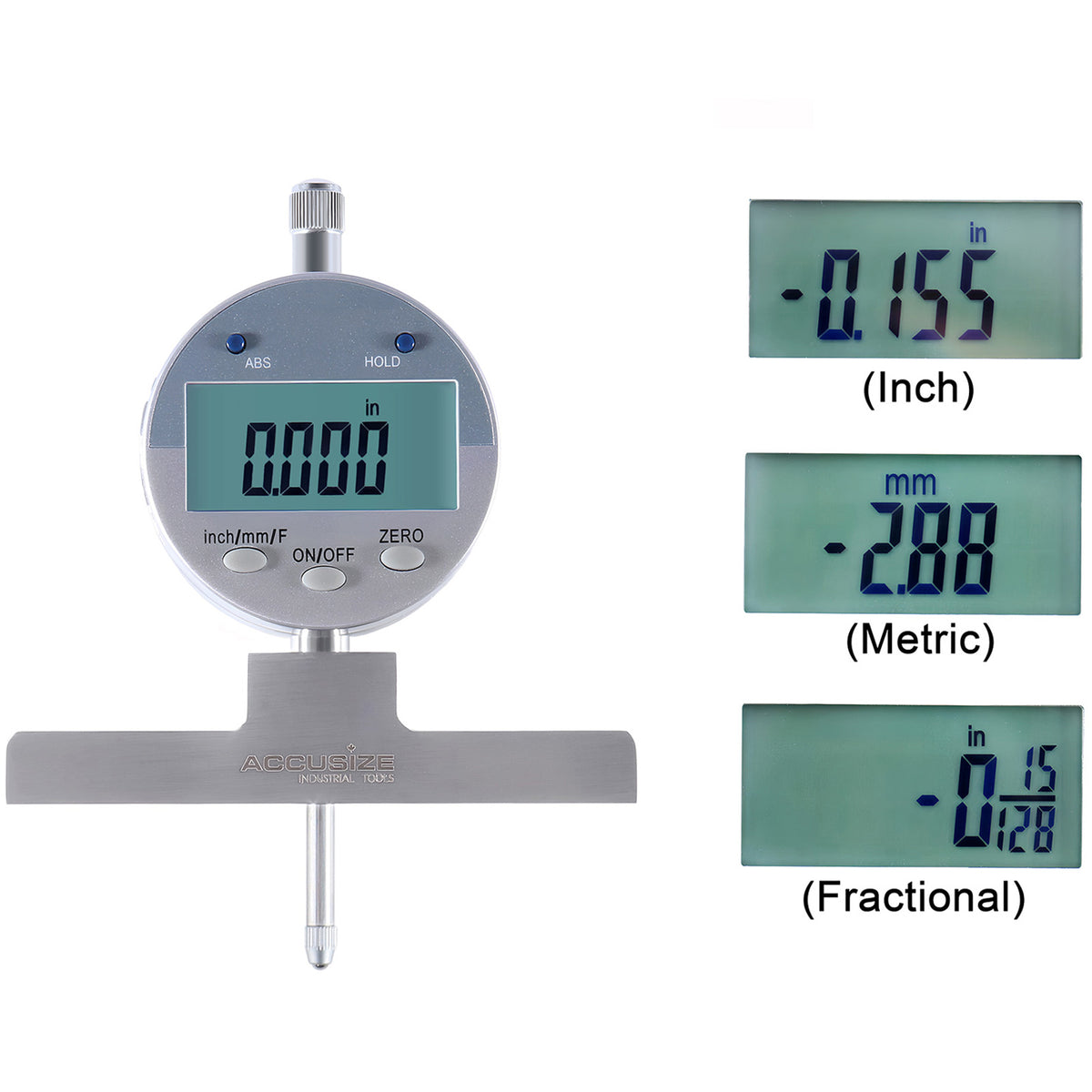 Accusize 0-22 in Digital Depth Gauge with Small-Hole Points, P103-0188
