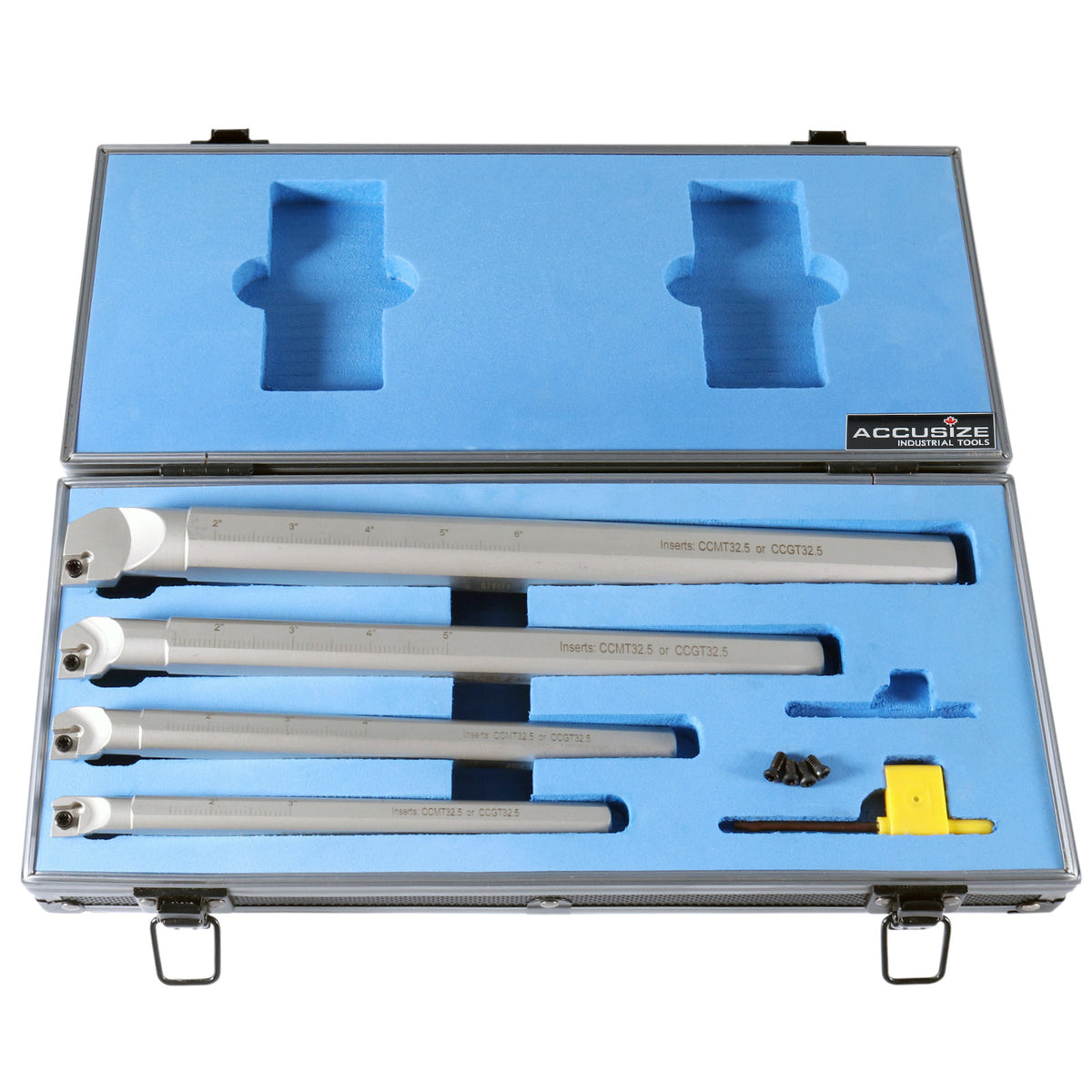 Sclcr 4 Pc Indexable Boring Bar Set, Without Inserts, Working with Ccmt 32.5 and Cctg 32.5 Inserts, 1/2", 5/8", 3/4", & 1",P252-S411