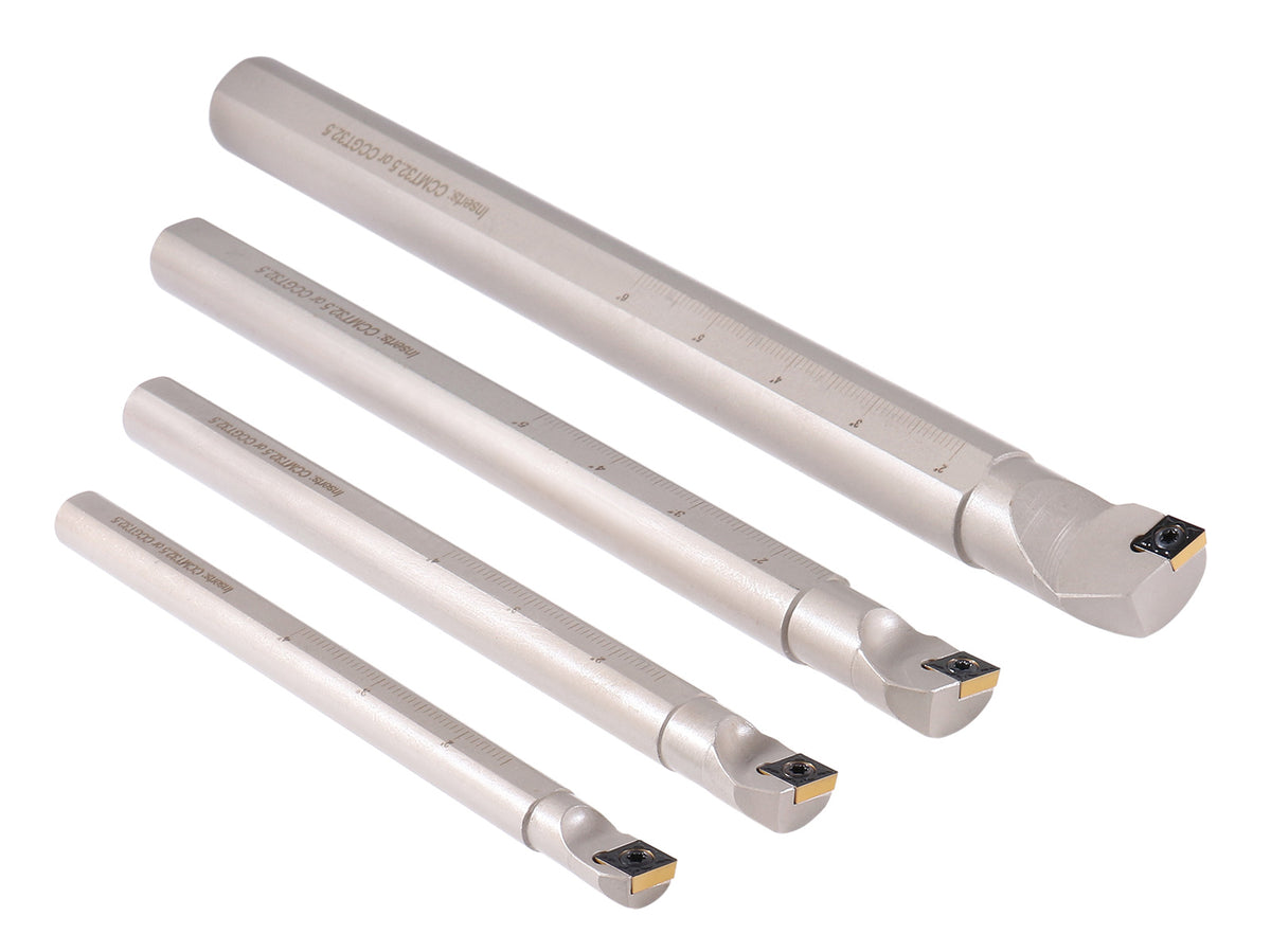 Sclcr 4 Pc Indexable Boring Bar Set with 14 Carbide Cvd Coating Ccmt32.51 Inserts, 1/2, 5/8, 3/4, 1'', P252-S416