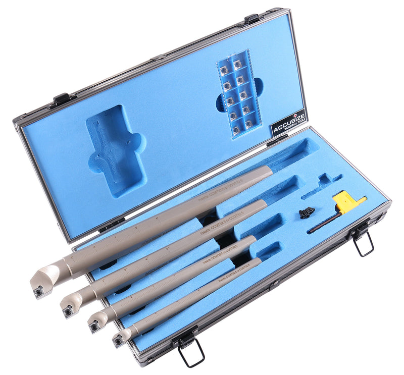 4 Pc Sclcr Indexable Boring Bar Set with 14 Pcs Ccgt32.51 (Akh01) Inserts, Right Hand, for Cutting Aluminum, P252-S528