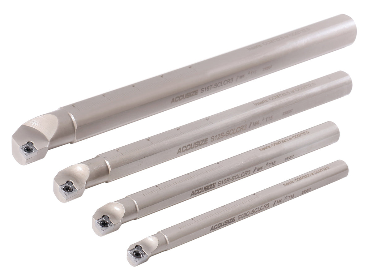 4 Pc Sclcr Indexable Boring Bar Set with 14 Pcs Ccgt32.51 (Akh01) Inserts, Right Hand, for Cutting Aluminum, P252-S528