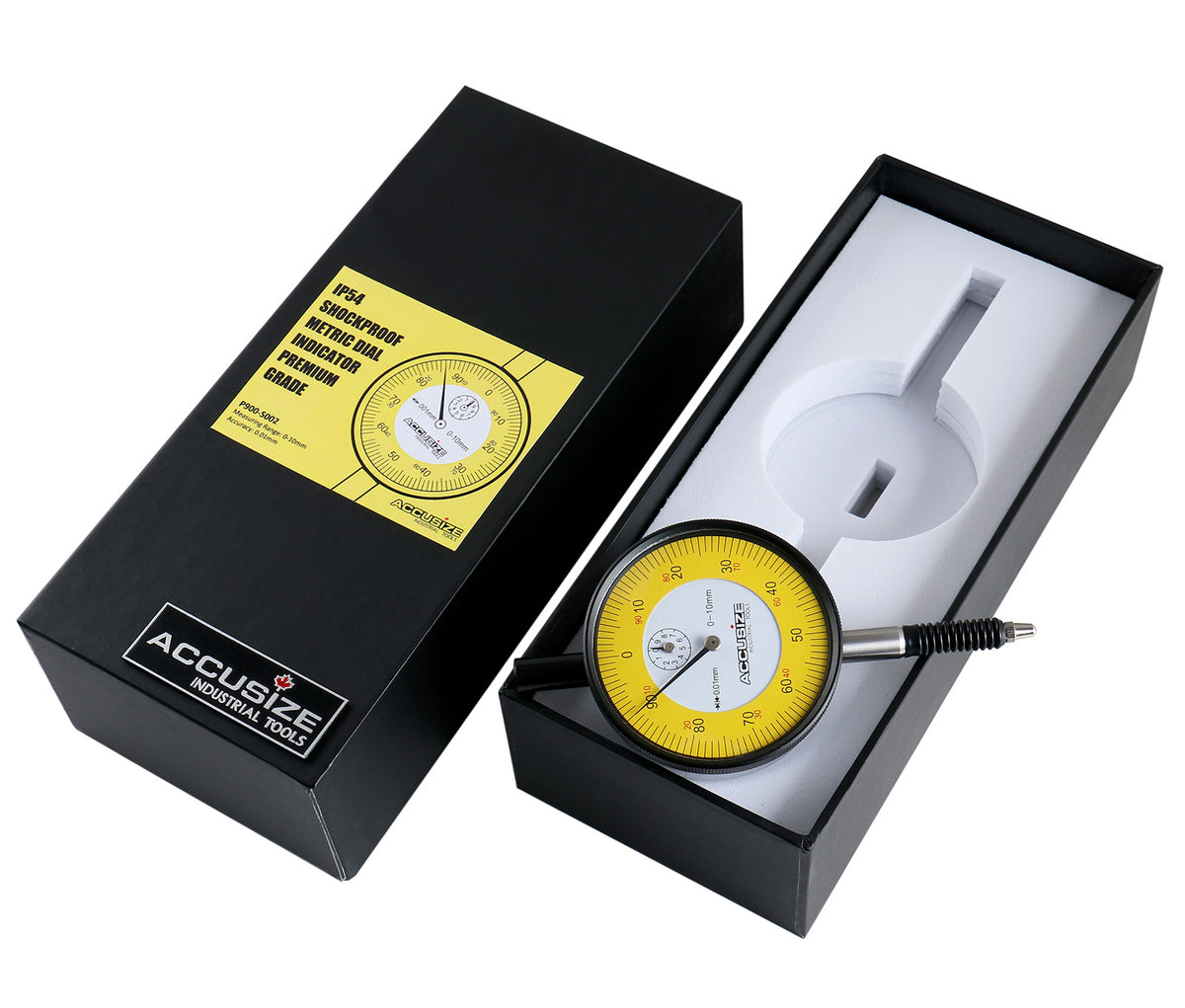 0-1mm x 0.01mm Plain Back IP54 Shockproof Metric Dial Indicator Premium Grade, P900-S002