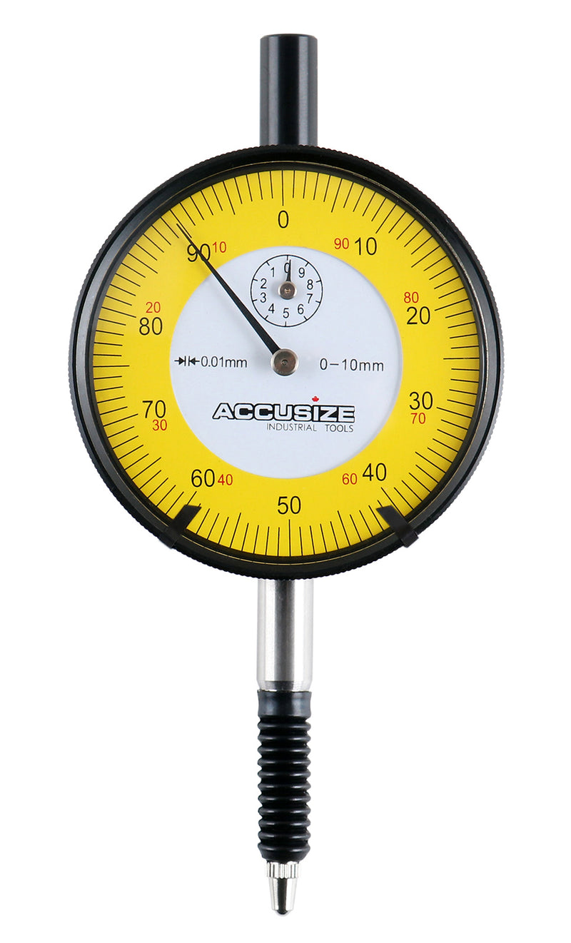 0-1mm x 0.01mm Plain Back IP54 Shockproof Metric Dial Indicator Premium Grade, P900-S002
